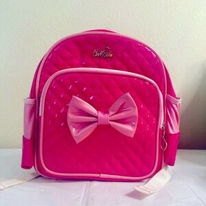 Pink Quilted pleather Kids Backpack with Bow